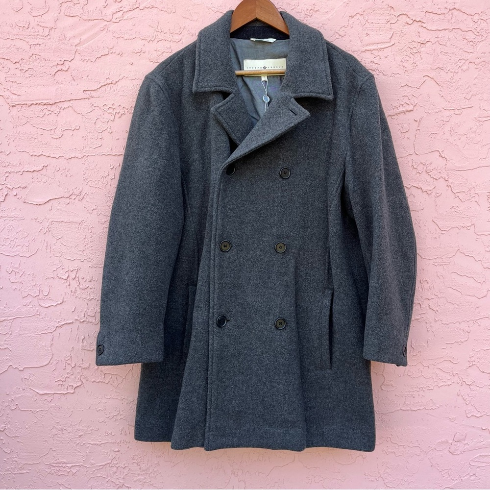 Joseph Abboud Gray Wool Blend Double Breasted Topcoat Italian Italy Size Small